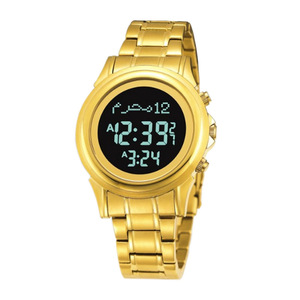 Montre-page Qibla numérique avec écran LCD, étanche, cadeau religieux islamique pour prière musulmane, clignotants quran, boussole, 1 pièce - Product Image 3