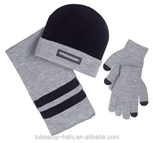 De calidad superior de invierno de la moda a rayas pantalla táctil guantes GUANTES DE CONJUNTO