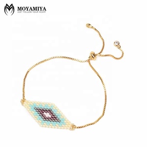 MI-B180056 Moyamiya Miyuki Nazar Boncuk contra geométrico hecho a mano con cuentas pulsera brazalete - Product Image 2
