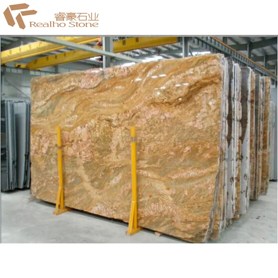 A Big Stone Slab Price India Kashmir Gold Granite For Countertop / Tabletop / Island Top