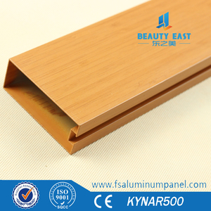 Resistente al calore 25x100mm Colore Venature del <span class=keywords><strong>legno</strong></span> di Figura di U Ufficio Falso Design del Soffitto - Product Image 3