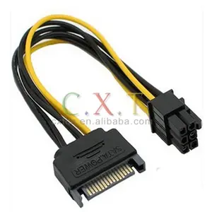 15Pin SATA to 6Pin Power Cable Adapter Connector 6P PCI-E PCI Express Adapter Graphics Video Card Converter Cable