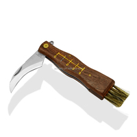Couteau de survie en plein air, couteau utilitaire avec lame en acier au carbone et manche en bois de rose, brosse incluse