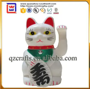 trắng Nhật Bản vẫy tay may mắn mèo và nhựa maneki neko mèo và Polyresin tài sản mèo