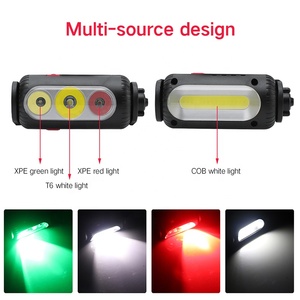 Senter kepala kecerahan berputar 360 derajat, dengan lampu warna merah hijau putih mengeluarkan cahaya multifungsi dapat diisi ulang