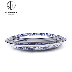 Juego de Tazones de <span class=keywords><strong>Porcelana</strong></span> Azul y Blanca para Servir Ensaladas, Sopas, Fideos y Arroz, de Cerámica, de 10/12 Pulgadas, para Restaurantes Chinos, al por Mayor - Product Image 6