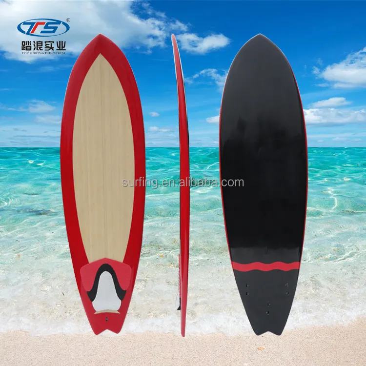 custom graphic Sup Red Wooden Display Pink Fish Surfboard