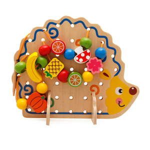 Custom Hedgehog Frutta Stringa Di Perline di Frutta Stringa di Perline <span class=keywords><strong>Blocchi</strong></span> di <span class=keywords><strong>Gioco</strong></span> di Legno Hedgehog Giocattoli - Product Image 3