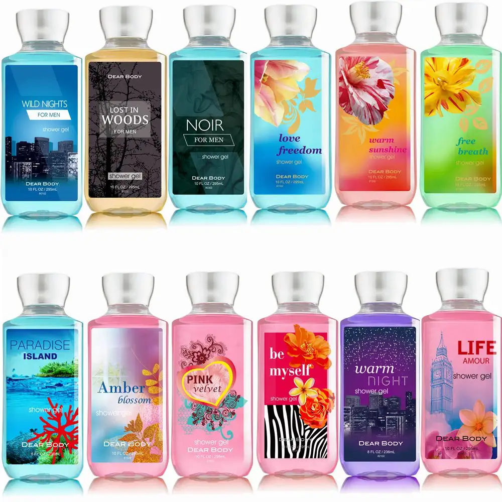Dear Body Brand 295ml perfumed bath and shower gel with various scents for adults