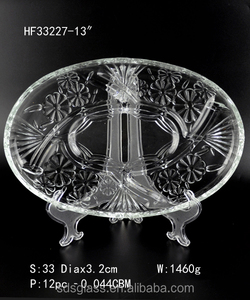 Piatti Decorativi Turchi in Vetro da 13 Pollici a Forma Ovale con Supporto, Vassoi per Frutta/Insalata per Matrimoni e Feste, Portavivande Freddi - Product Image 5