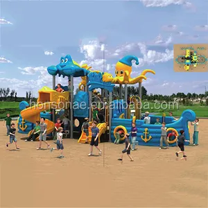 Ocean theme series of large outdoor plastic park children's plastic slide swing set children outdoor playground