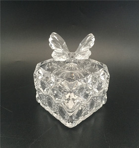 Gros <span class=keywords><strong>noeud</strong></span> papillon avec pied en verre bocal de bonbons avec couvercle papillon fait à la main en cristal bougie pot BR - Product Image 2