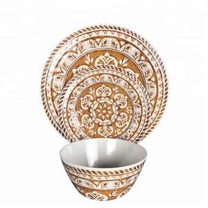 Service de vaisselle de style Western, 12 pièces, autocollants imprimés de assiettes à dîner en mélamine - Product Image 2