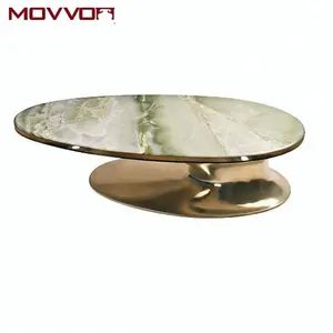 Modern lving room luxury first class oval super jade top coffee table with marble top optional