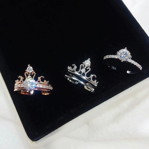 Fashion Raja Ratu Mahkota Set untuk Wanita Ulang Tahun Pesta Pertunangan Hari Valentine Hadiah Disesuaikan Cincin
