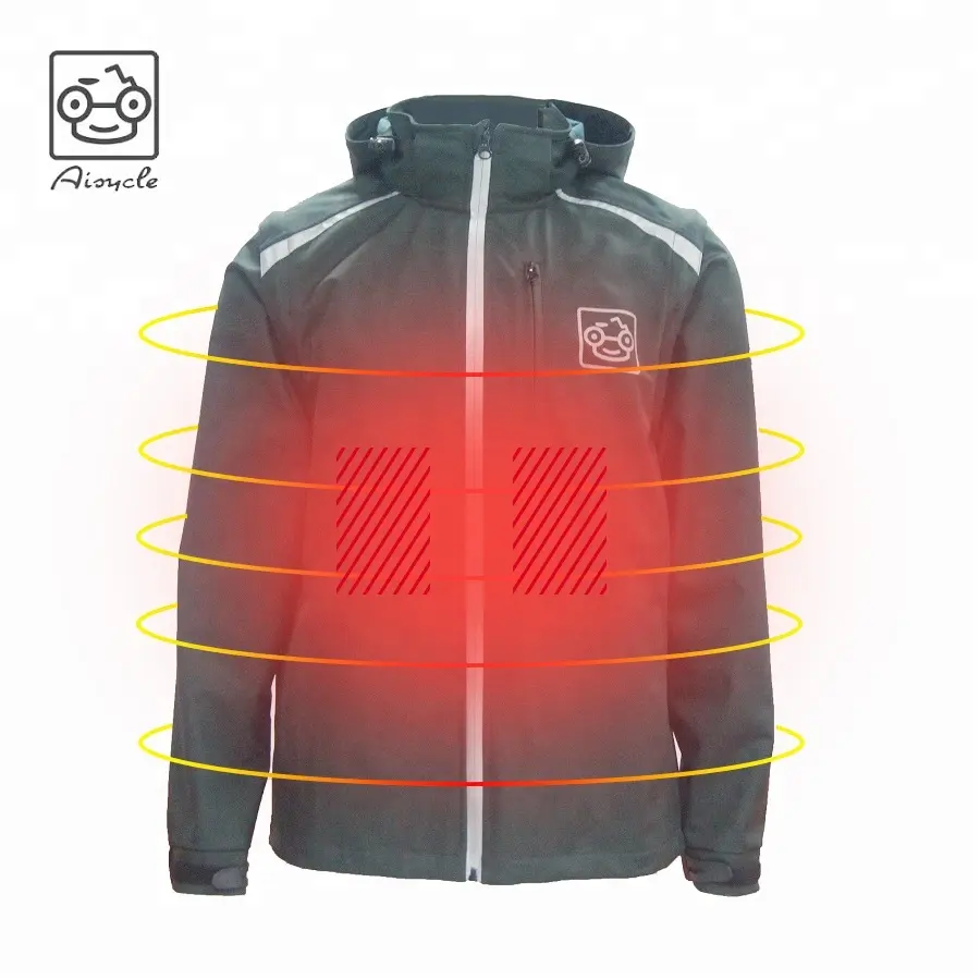 Mens 5V Heated Jacket With 3M Fleece Liner、Reflective Biker Jacket