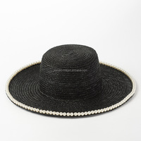 Chapeau en paille de blé de style nouveau, prix d'usine, mode estivale, chapeau en paille avec perles, chapeau pour femmes