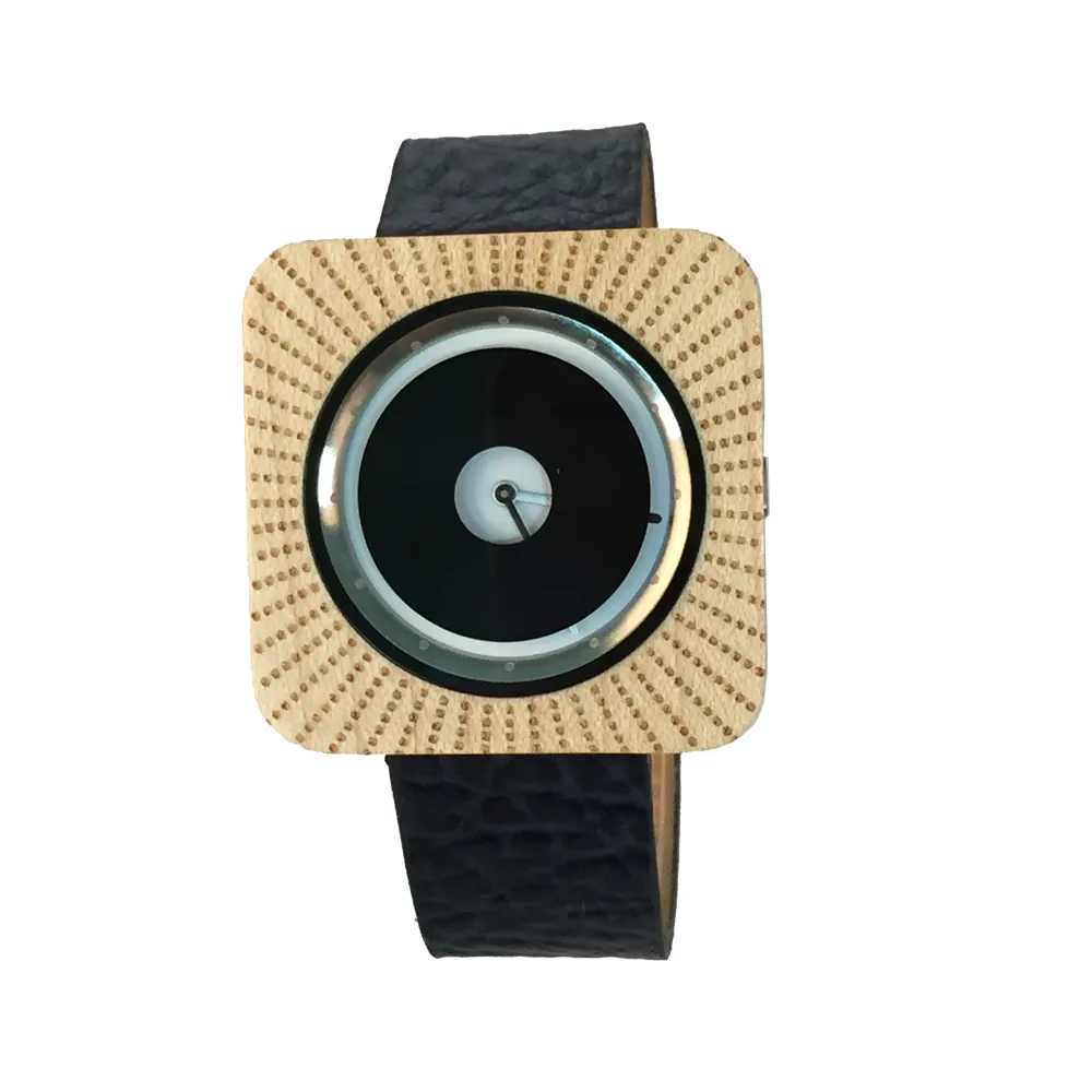 2018 newest design square shape wooden men watch with laser dots on top by shijin watch company