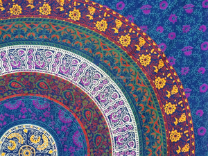 Tapiz de mandala azul Tapiz de dormitorio de arte de pared étnico - Product Image 2