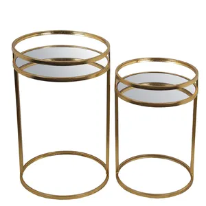 Furniture supplier Ningbo gold metal nesting coffee mirror table side table for espejo con cepillo beistelltisch mit spiegel