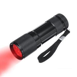 Lampe de poche à 9 LED, lumière rouge, astronomie, Vision nocturne, Camping, chasse, torche