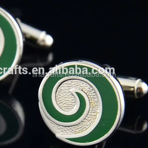 Green Swirl pattern enamel cufflink