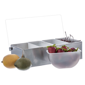 4 Compartment Stainless Steel Condiment Dispenser Condiment Holder