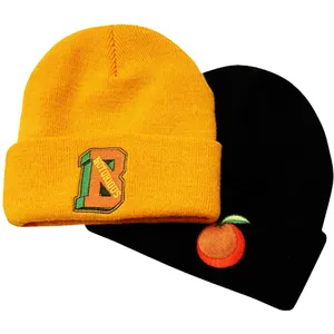 OEM Riêng Thêu Logo 100% Acrylic Thời Trang Dệt Kim Beanie Hat/Biểu Tượng Tùy Chỉnh Beanie Bán Buôn