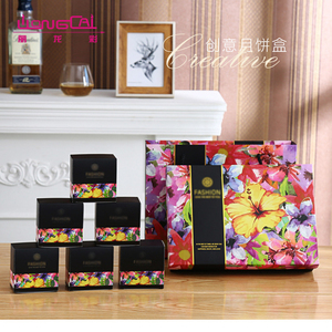 Luxury gift box mooncake llc-mooncake packaging <strong>box</strong> with lid paper LiLongCai delicate <strong>floral</strong> colorful printing