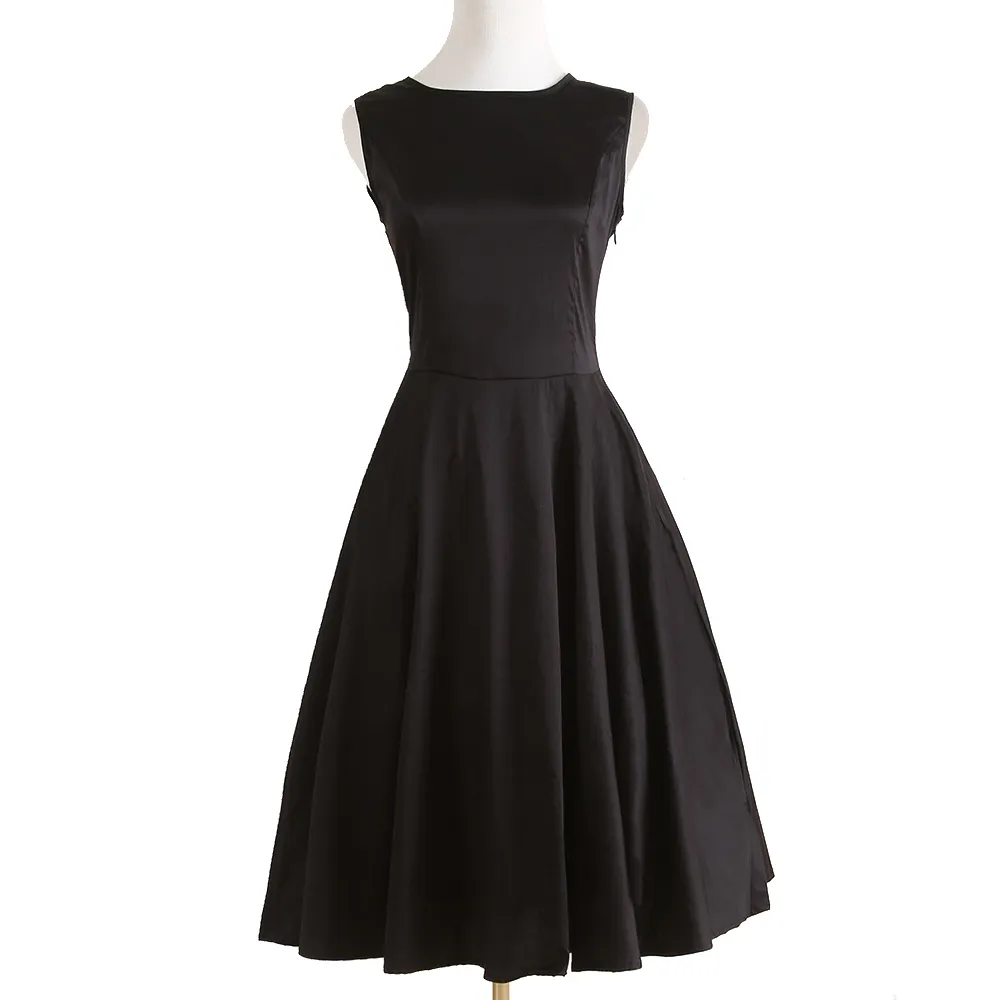 Stock 2021 Großhandel heiß verkaufen Vintage Frauen Kleidung schwarz Swing Kleider Plus Größen