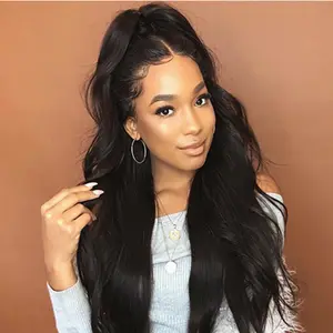 China Supplier 24" 260g Black Japan High Temperature Fiber Long Body Wave Hair Extensions Wig Non Lace For Black Women