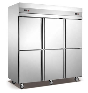 Hotel cozinha frigorífico, 6 portas frigorífico e freezer, equipamentos de aço inoxidável