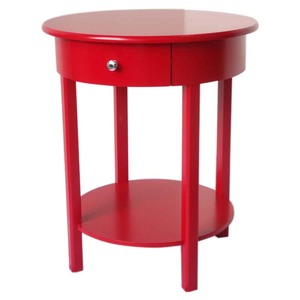 Mesita de noche moderna con pata de madera Mdf, mesita de noche roja y redonda de lujo, 55x55x65cm, <span class=keywords><strong>1</strong></span> cajón - Product Image 1