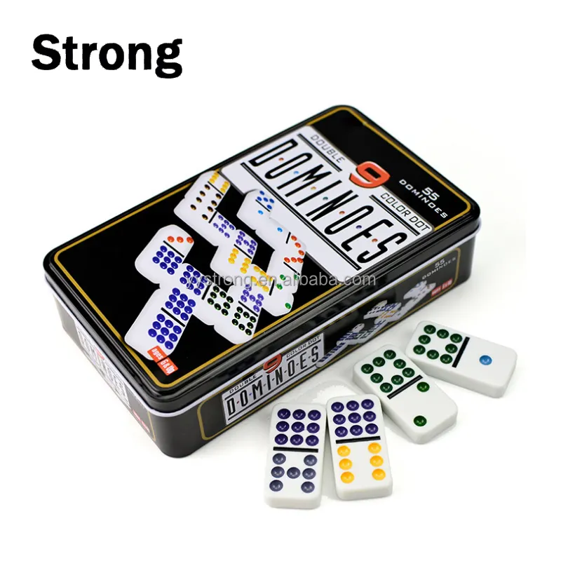 Yüksek kaliteli aile oyunu renkli Double Six Domino Set