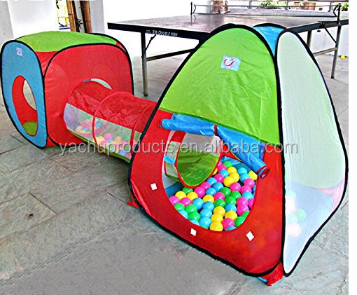 3-Piece Anak-anak Pop Up Anak Bermain Tenda Set Cube Square Cubby, termasuk Teepee Bermain Tenda dengan Terowongan dan Wigwam