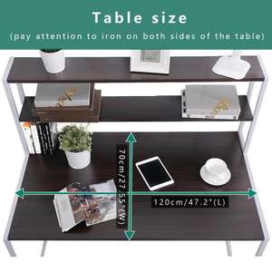 โต๊ะคอมพิวเตอร์เล่นเกมไม้สำหรับบ้านสำนักงาน,โต๊ะเขียนหนังสือสำหรับเรียนพร้อมชั้นหนังสือ<span class=keywords><strong>2</strong></span>ชั้น - Product Image 3