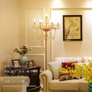 เหล็กตกแต่งทันสมัยตั้งพื้นในร่มโคมไฟระย้าคริสตัลโคมไฟตั้งพื้น - Product Image 2