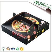 Hochwertiger 12-Zoll-Wellpappkarton Benutzer definierte schwarze Pizzas ch achtel Voll farbig bedruckter Falt karton aus Papier