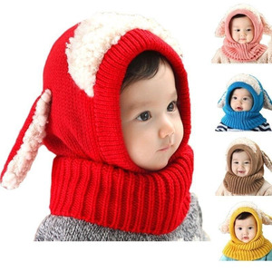 Diskon Besar 2019 Topi dan Syal Bayi Musim Dingin Penutup Telinga Rajut Anjing 5 Warna Mode Penghangat Leher Kartun - Product Image 6
