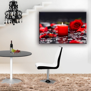 Romantic vela roja y rosa pop led lienzo de pintura de arte para los <span class=keywords><strong>amantes</strong></span> - Product Image 1
