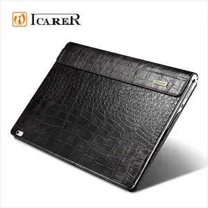 ICARER Genuine Leather Case for Microsoft Surface Book Detachable Flip Cover with Stand Function Crocodile Grain Series