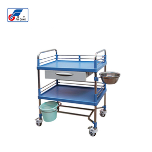 Commerciële Meubels Ziekenhuis Serveren Trolley Rvs Medicatie Trolley Kar 2 Lagen Ce En Iso 4 Wielen
