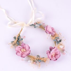 Diadema de tela púrpura para <span class=keywords><strong>niña</strong></span>, diadema Floral hecha <span class=keywords><strong>a</strong></span> <span class=keywords><strong>mano</strong></span> para fiesta de navidad - Product Image 6