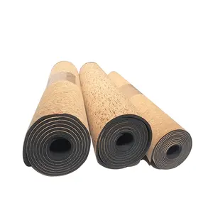 eco friendly rubber backing exercise cork yoga mat supplier custom logo antiskid ftiness gym floor sport mat