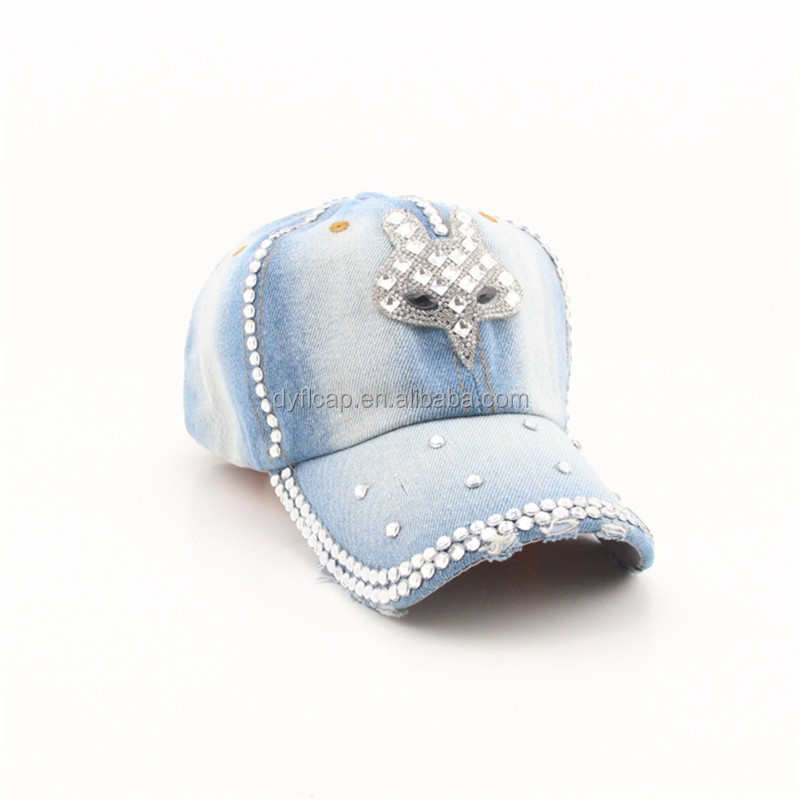 Chapeau en feutre jean pour femmes, boîte à pilules universelle, garniture en diamant