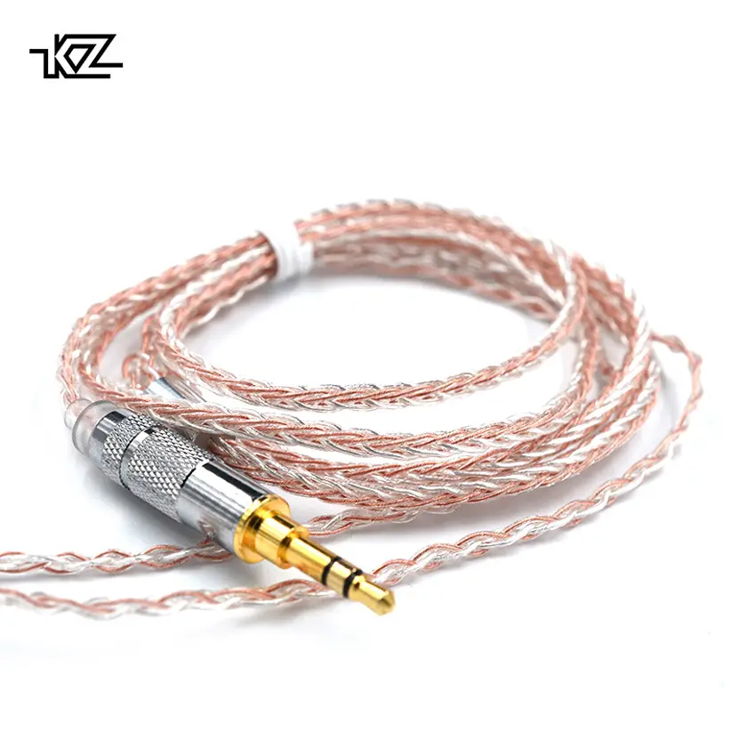 KZ 8 Core Koper Zilver Gemengde Upgraded Kabel 2pin/MMCX Connector Gebruikt Voor KZ ZS4/ZS5/ZS6 /ZSA/ED16/ZST/ES4/ZS10/AS10/BA10