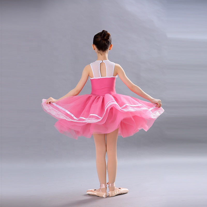 Tutù Da Ballo Per Bambina – Abito Balletto Con Body E Gonna In Tulle – Bianco – Taglia 98/104 - 2
