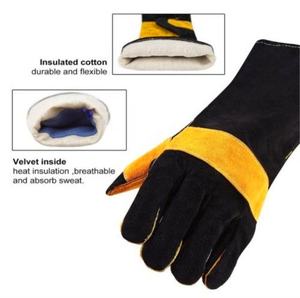 Guantes de soldadura de cuero dividido de vaca de doble palma para soldador, guantes de trabajo de seguridad Industrial, guantes de soldadura de seguridad para el trabajo - Product Image 1