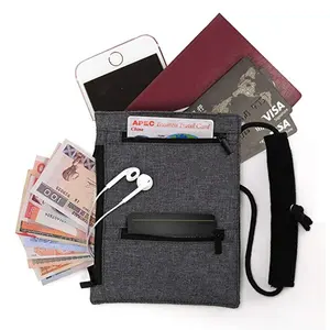 Pemegang Dompet Leher Perjalanan, Pemegang Dompet RFID Ringan Unisex Tahan Air Kartu Kredit dan Keamanan