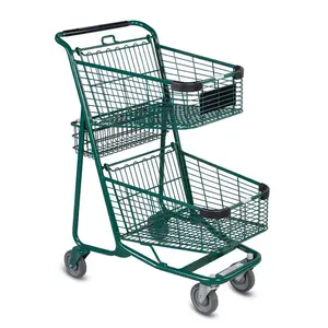 American Style Wholesale 2024 New Style Double Layer Grocery Shopping Trolley Cart